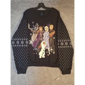 Disney Frozen II Kids Light Up Christmas Sweatshirt Black L 11-13 Elsa Olaf